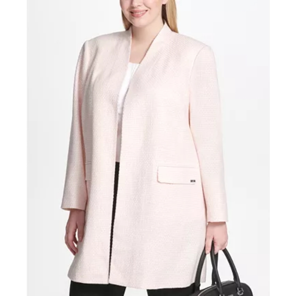 Calvin Klein Light Pink Textured Long Blazer
